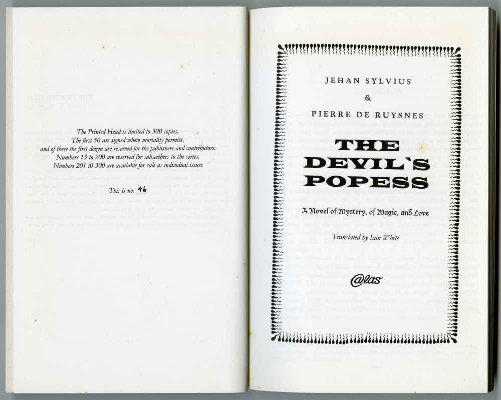 Jehan Sylvius & Pierre De Ruynes “THE DEVIL’S POPESS” ナンバー